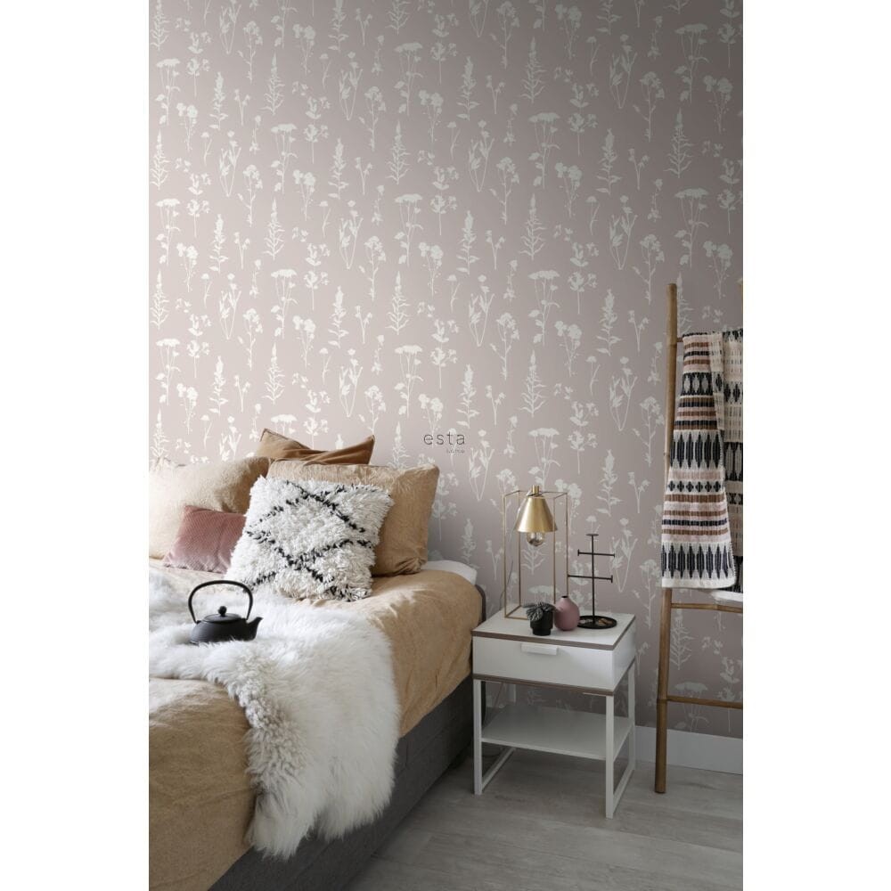 Esta 139393 Vintage Flowers Wildflowers soft pink - tapeta z motywem polnych kwiatów