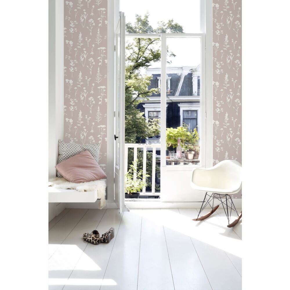 Esta 139393 Vintage Flowers Wildflowers soft pink - tapeta z motywem polnych kwiatów