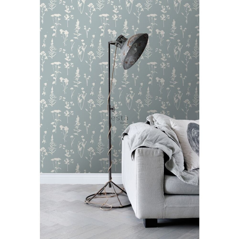 Esta 139394 Vintage Flowers Wildflowers light blue - tapeta z motywem polnych kwiatów