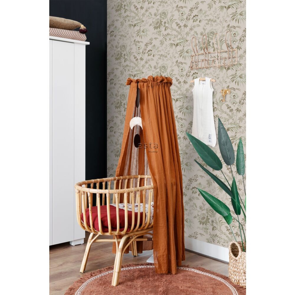 Esta 139401 Vintage Flowers antique pink and olive green - tapeta z motywem kwiatów