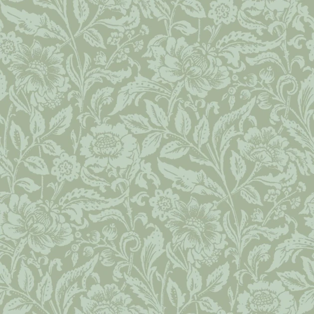 Esta 139428 Vintage Flowers grayed mint green - tapeta w kwiaty i liście