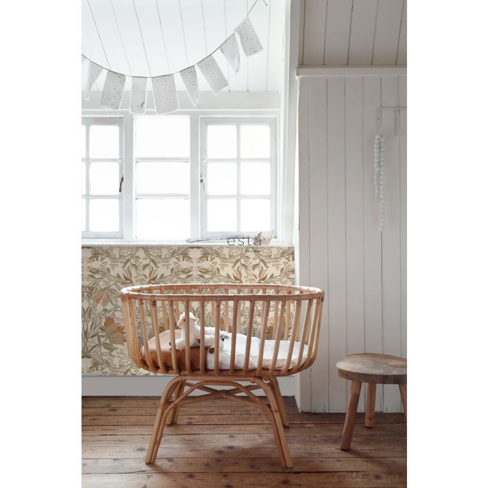 Esta 139459 Vintage Flowers In Art Nouveau Style light beige and antique pink - tapeta w kwiaty w stylu vintage