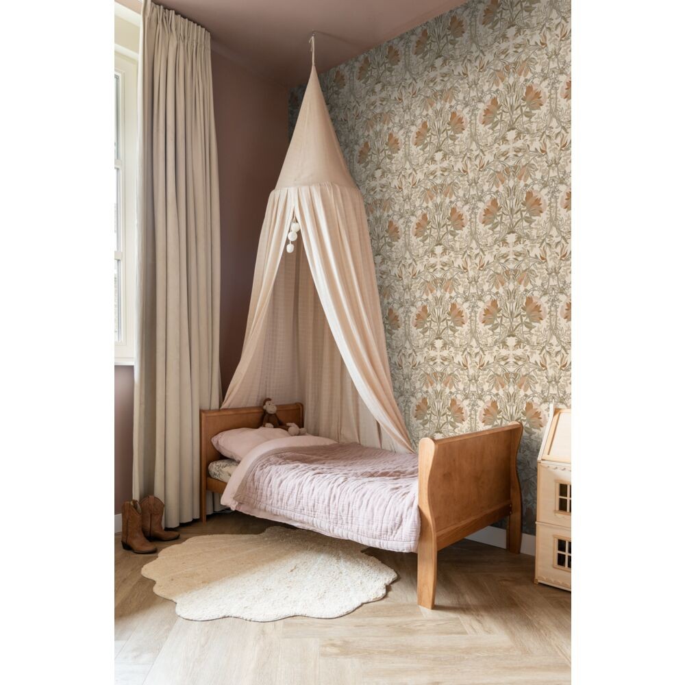 Esta 139459 Vintage Flowers In Art Nouveau Style light beige and antique pink - tapeta w kwiaty w stylu vintage