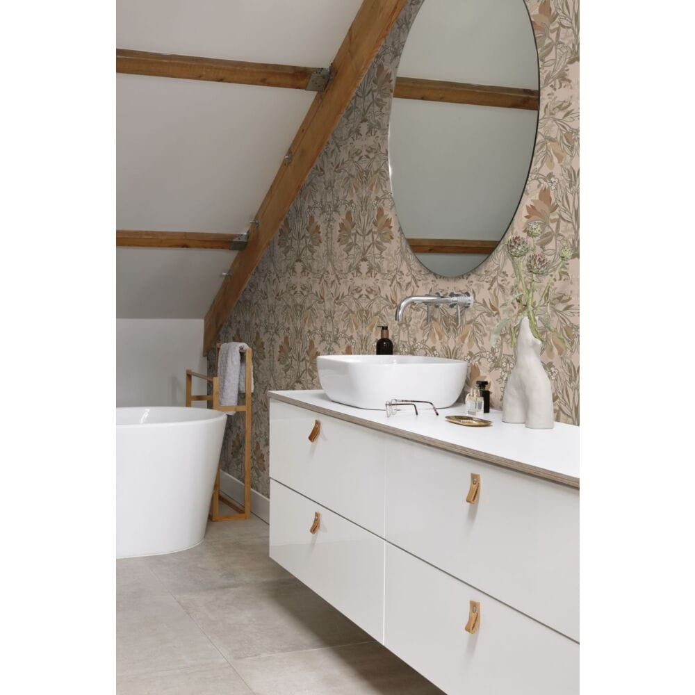 Esta 139460 Vintage Flowers In Art Nouveau Style beige and antique pink - tapeta w kwiaty w stylu vintage