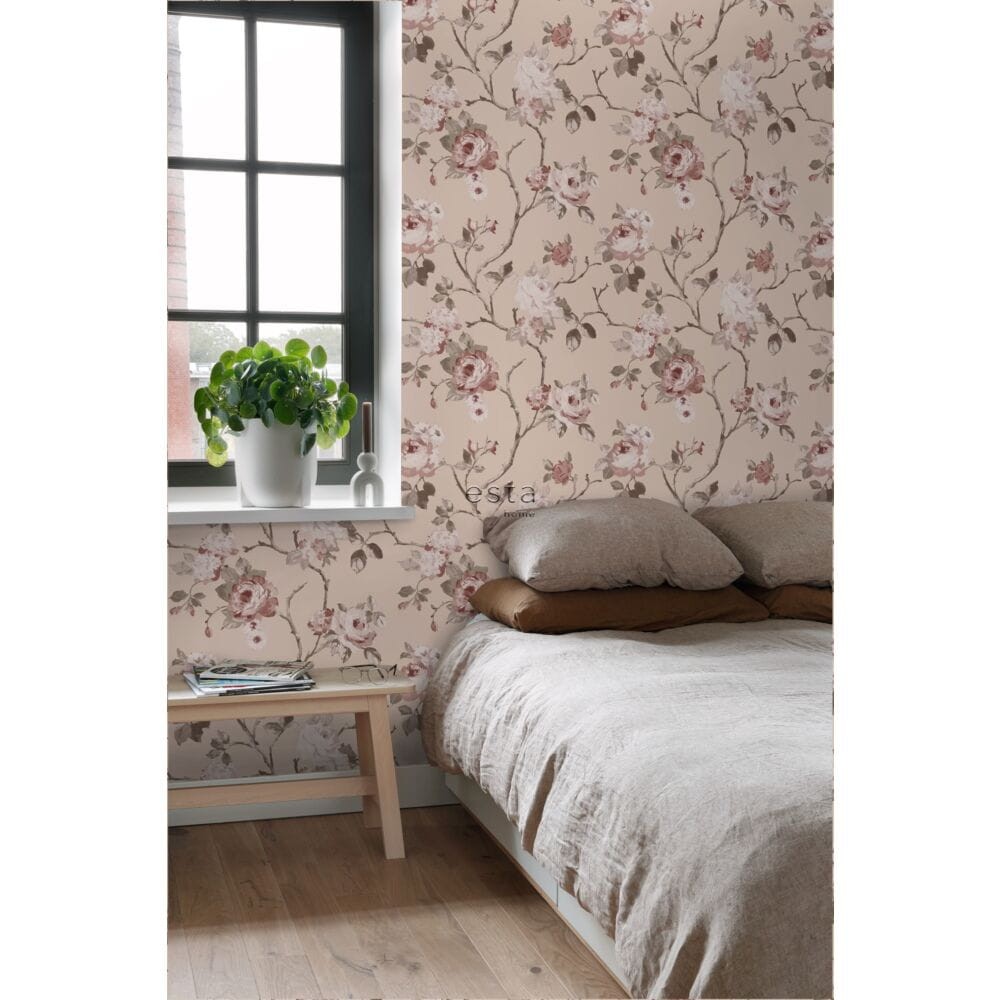 Esta 139476 Vintage Flowers antique pink - tapeta z motywem kwiatów