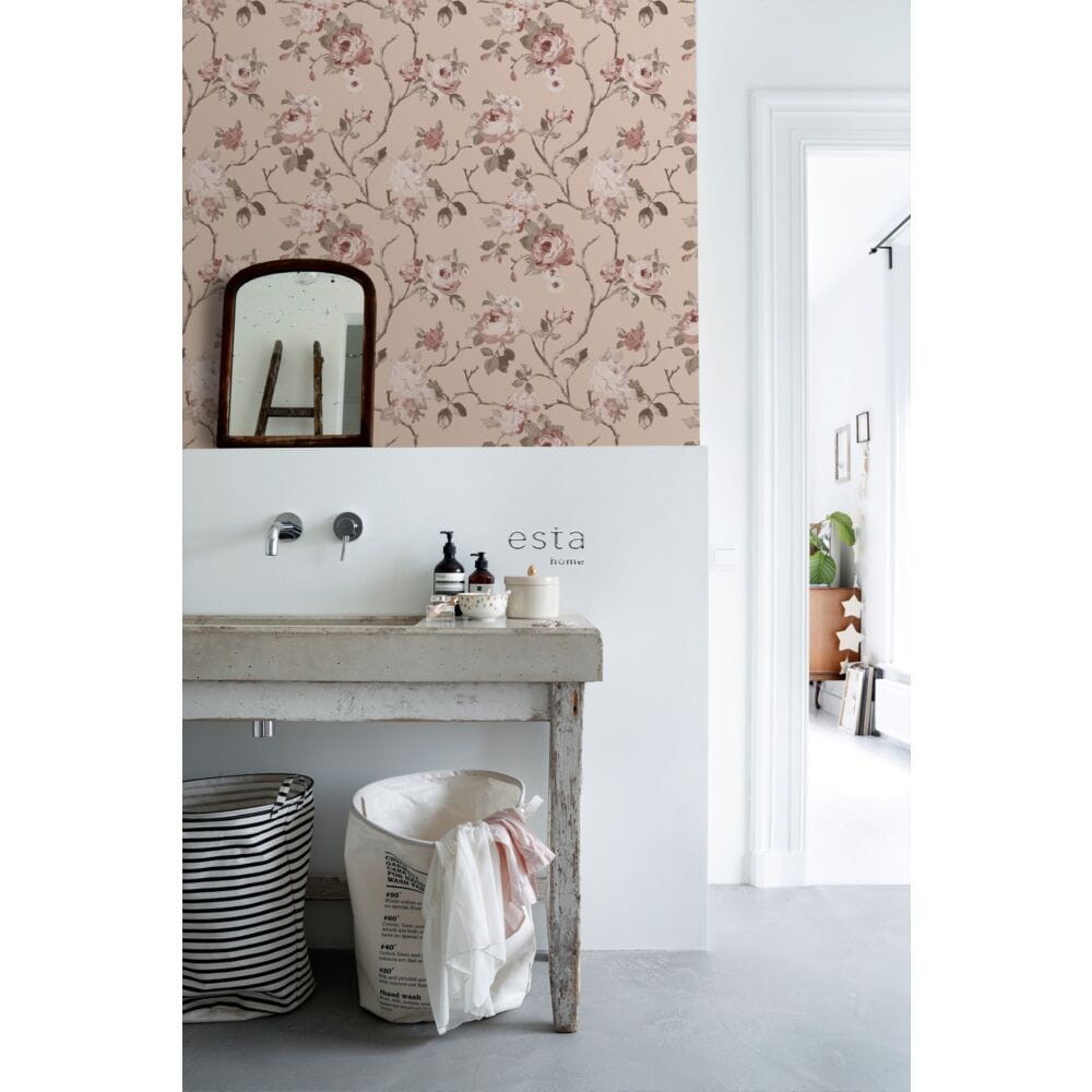 Esta 139476 Vintage Flowers antique pink - tapeta z motywem kwiatów