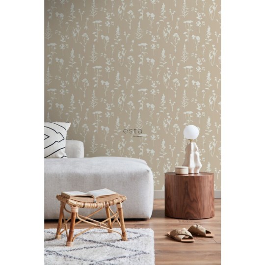 Esta 139484 Vintage Flowers Wildflowers sand beige - tapeta z polnymi kwiatami