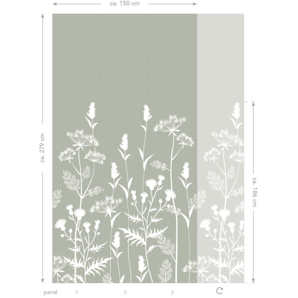 Esta 159214 Vintage Flowers Wildflowers grayed mint green - mural z motywem kwiatów