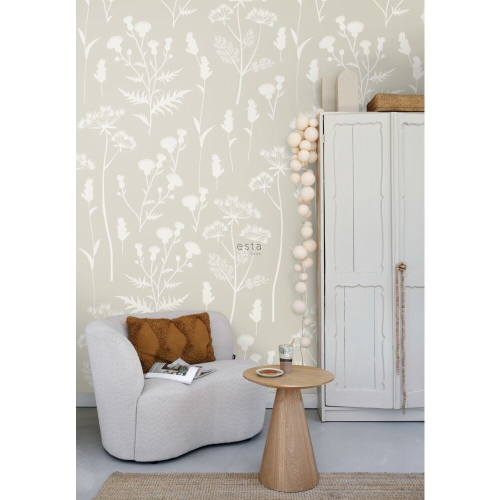 Esta 159217 Vintage Flowers Wildflowers sand beige - mural z polnymi kwiatami
