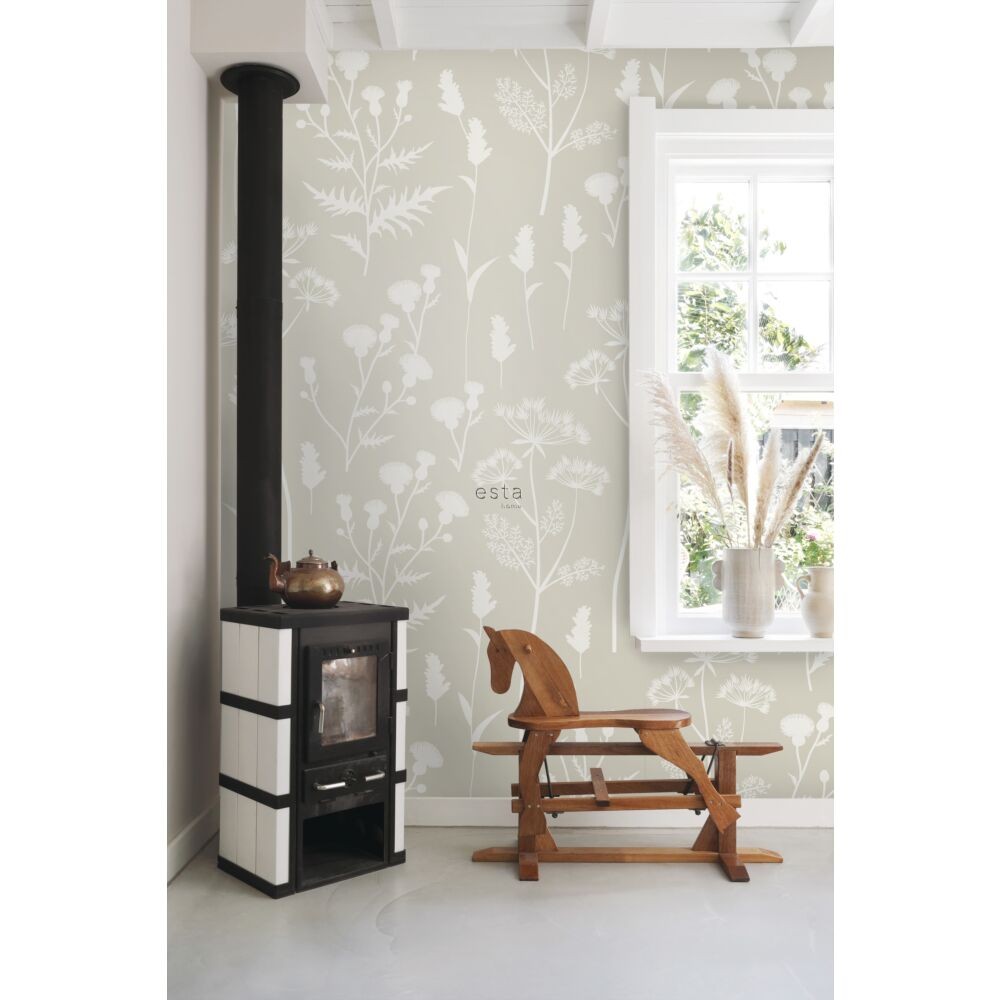 Esta 159217 Vintage Flowers Wildflowers sand beige - mural z polnymi kwiatami