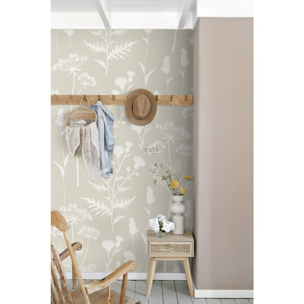 Esta 159217 Vintage Flowers Wildflowers sand beige - mural z polnymi kwiatami