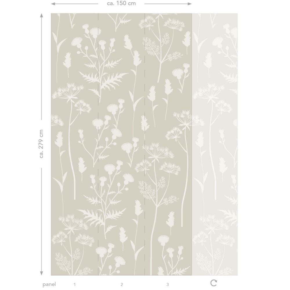 Esta 159217 Vintage Flowers Wildflowers sand beige - mural z polnymi kwiatami