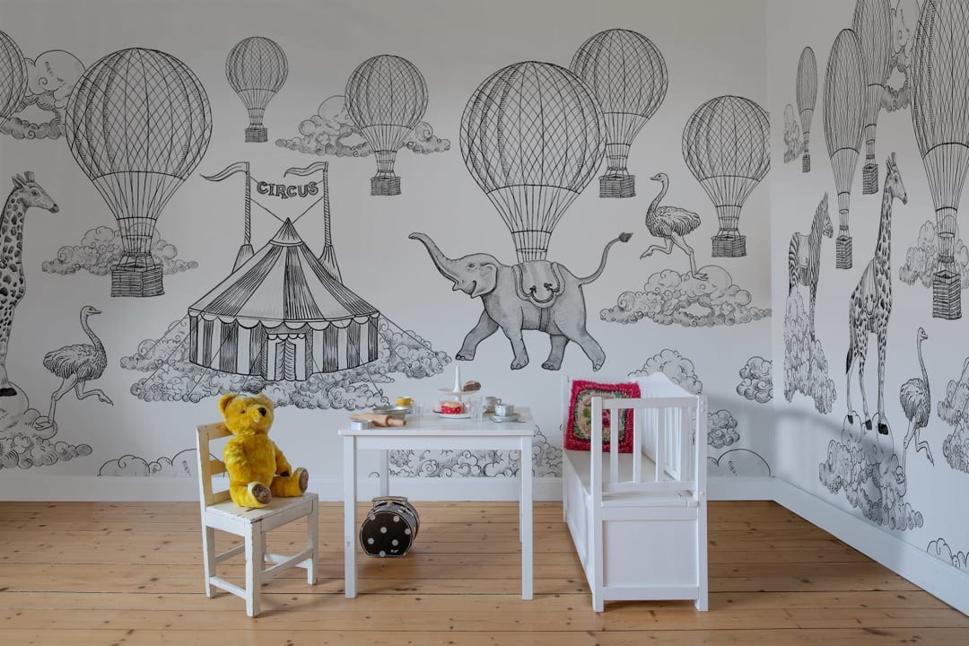 Rebel Walls R19760 Jack Kinsey Circus Horizon Graphite - mural z mowtywem cyrkowym