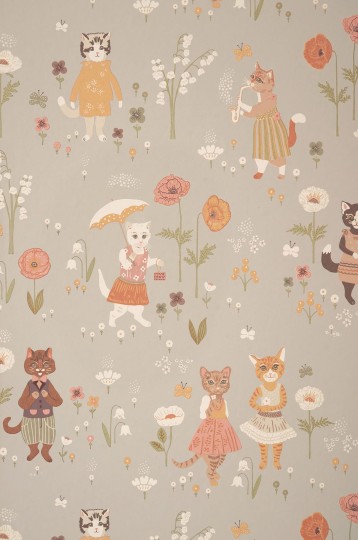 Majvillan 153-01 Catwalk Dusty Blue - tapeta w kotki