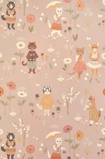 Majvillan 153-02 Catwalk Dusty Lilac - tapeta w kotki