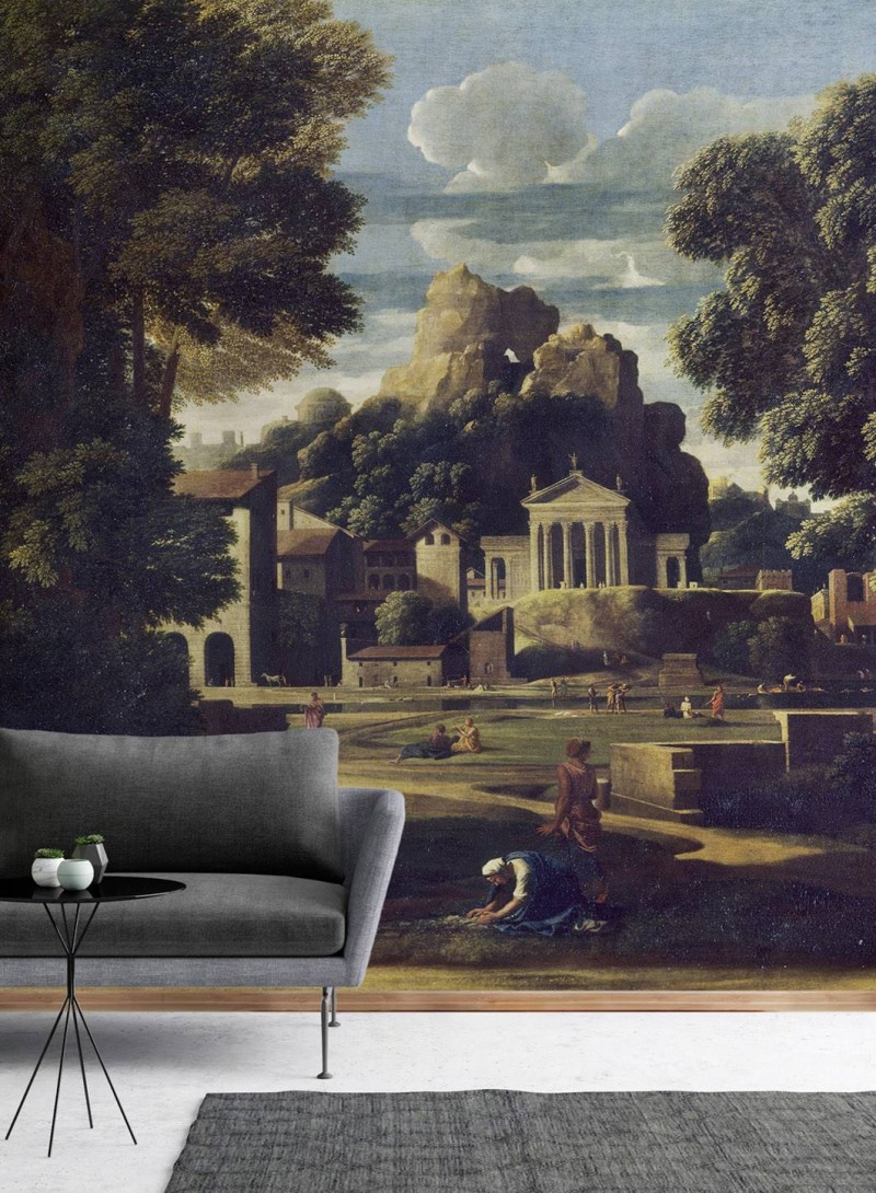 Wallpepper 050-32 Capsule Museum Collection Paesaggio con la moglie di Focione che raccoglie le sue ceneri by Nicolas Poussin - mural z motywem obrazu Nicolas Poussin