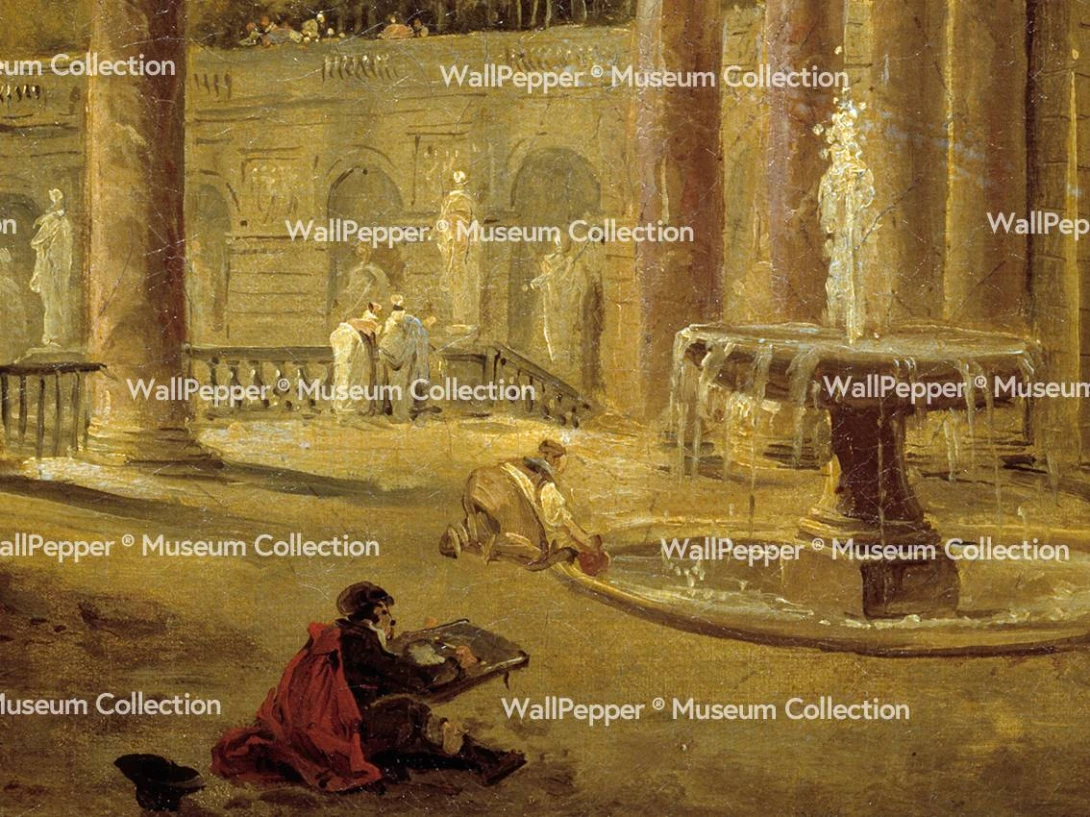Wallpepper 050-41 Capsule Museum Collection Fontaine sous un portique by Hubert Robert - mural z motywem obrazu Hubert Robert