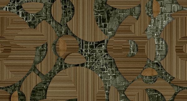 Muance MU14077 Edition 4 - Dusk Bamboo Gold - mural z motywem pasków, kratki i abstrakcyjnych kształtów