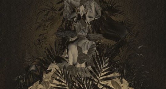 Muance MU14012 Edition 4 - Dusk Nadira - mural z motywem kobiety pośród liści i geometrycznego tła