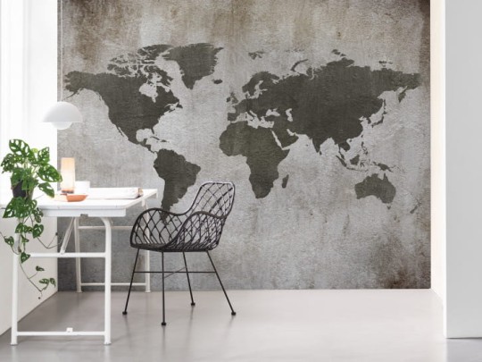BN 30570 BN Studio Worldmap Concrete - mural z motywem mapy