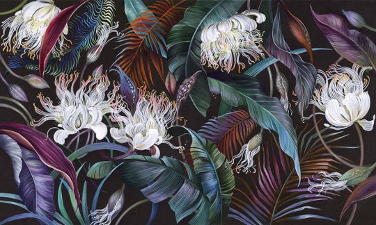 Wonderwall 35 0738 00 Irida - mural z motywem tropikalnych liści i kwiatów