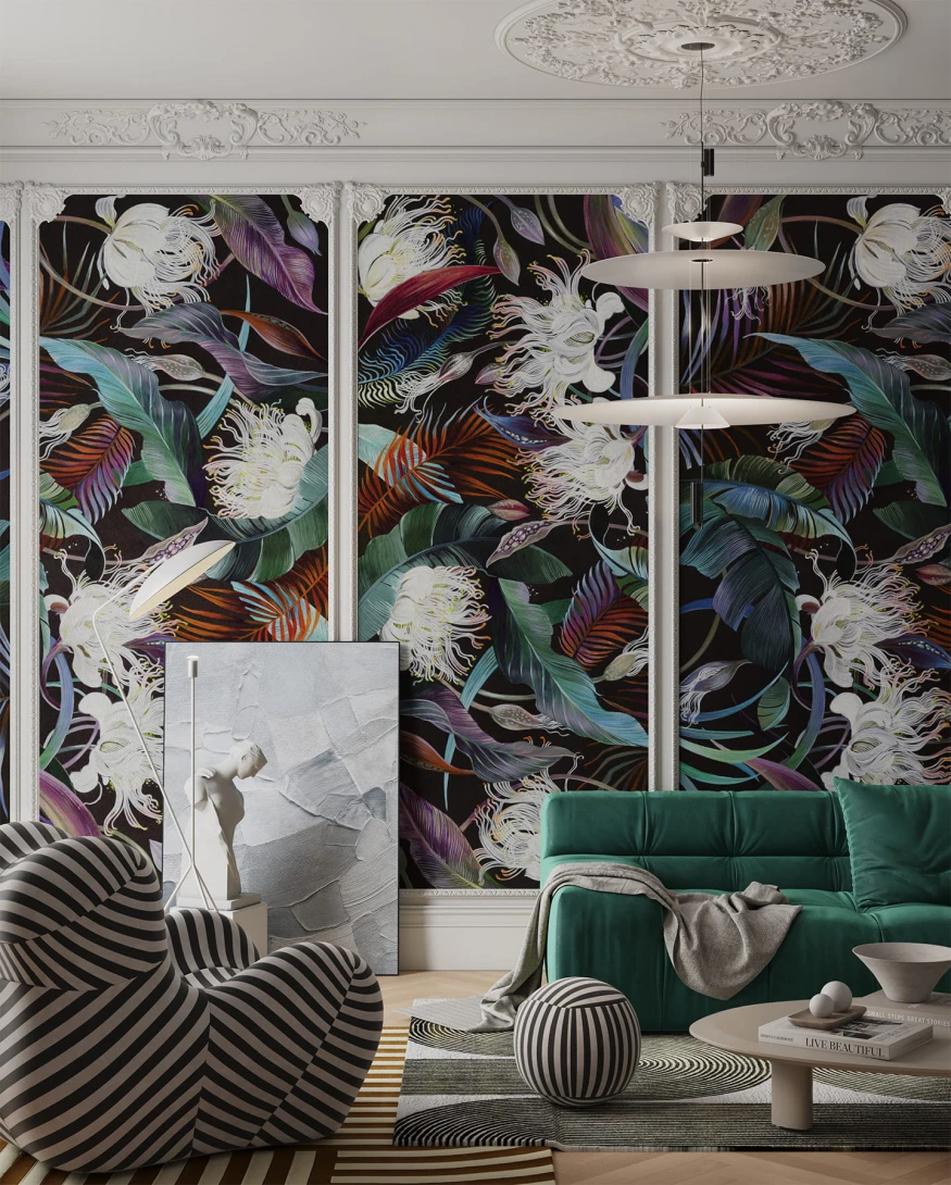 Wonderwall 35 0738 00 Irida - mural z motywem tropikalnych liści i kwiatów
