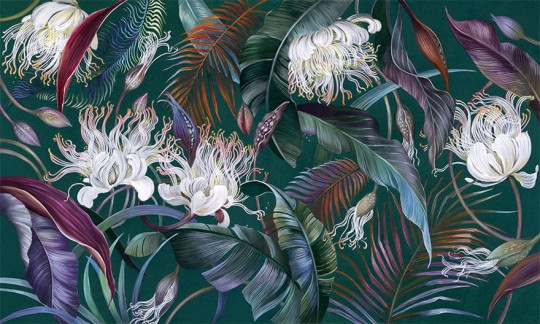 Wonderwall 35 0738 08 Irida - mural z motywem tropikalnych liści i kwiatów