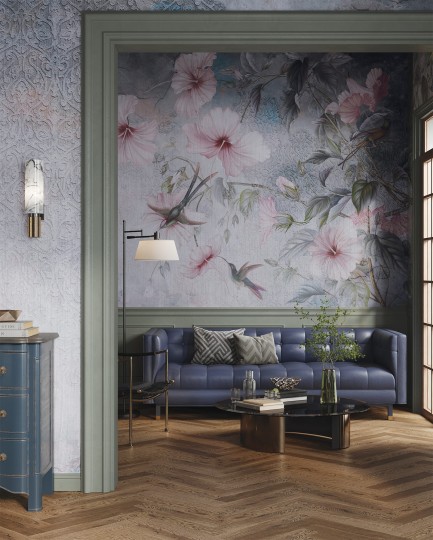 Wonderwall 35 0733 13 Ebbi - mural z motywem kwiatów i ptaków