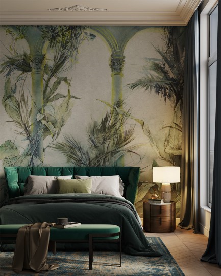 Wonderwall 35 0556 08 Marmari - mural z motywem tropikalnych liści i kolumn