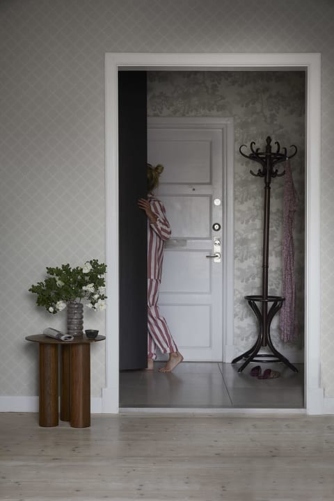 Sandberg S10302 Essentials Trellis Gray - tapeta w kratkę z liści