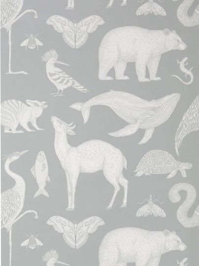 Ferm Living 1104264648 Katie Scott Animals Mint Grey  - tapeta zwierzątka