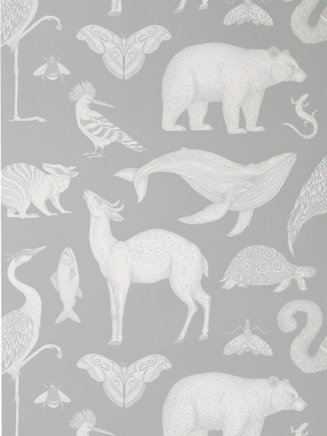 Ferm Living 1104264648 Katie Scott Animals Mint Grey  - tapeta zwierzątka