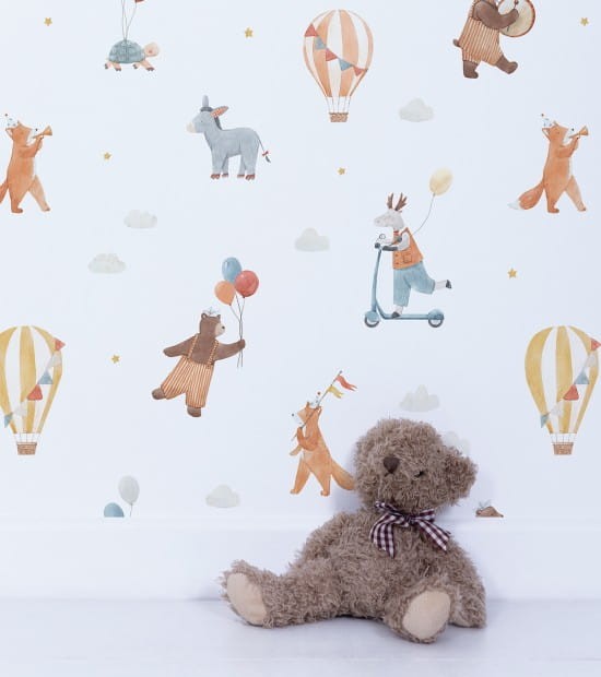 Lilipinso H0709 Gentle Friends - tapeta w niedźwiedzie i balony
