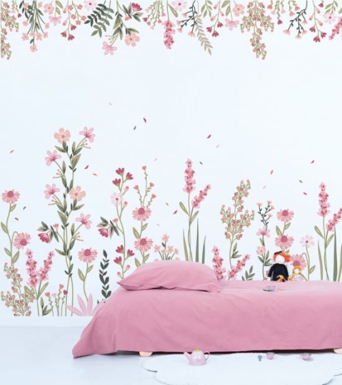 Lilipinso H0728 Magenta - mural w kwiaty