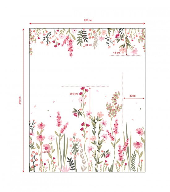 Lilipinso H0729 Magenta - mural w kwiaty