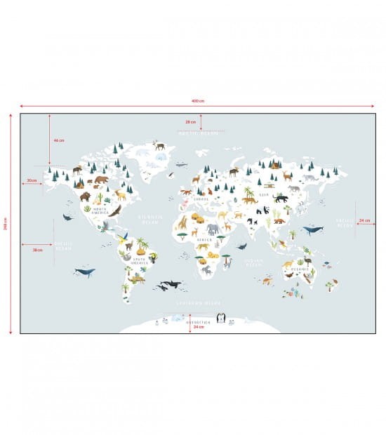 Lilipinso H0719 Living Earth - mural mapa świata ze zwierzętami