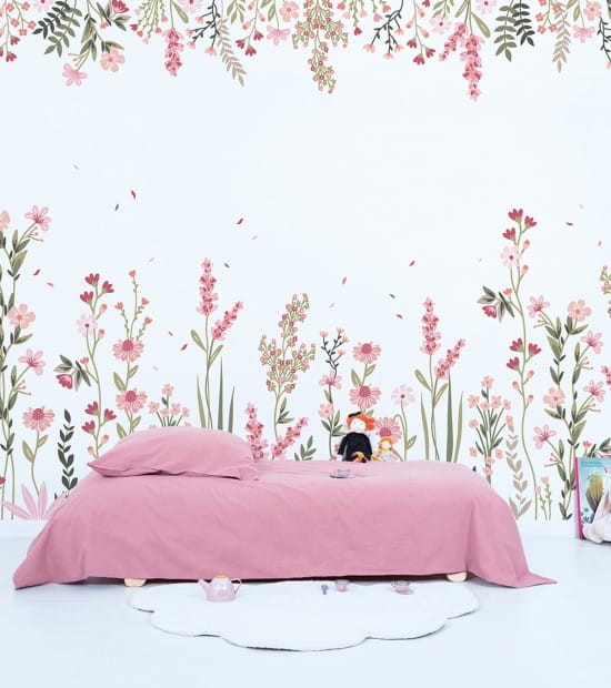 Lilipinso H0727 Magenta - mural w kwiaty