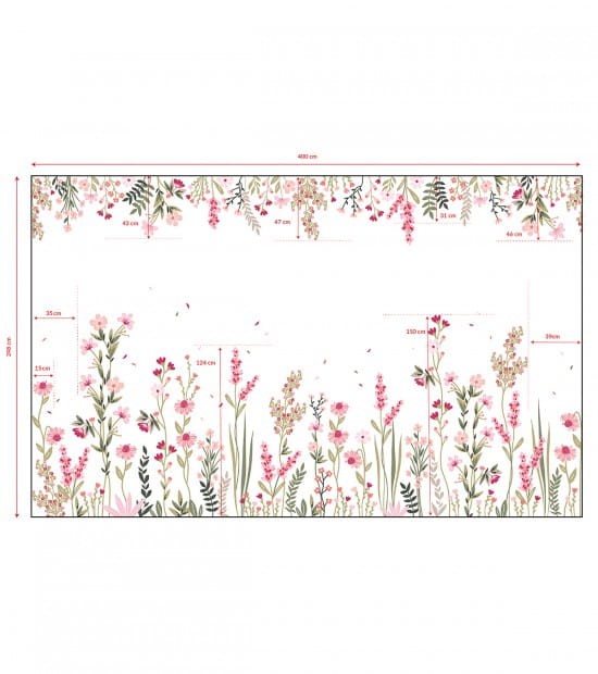 Lilipinso H0727 Magenta - mural w kwiaty