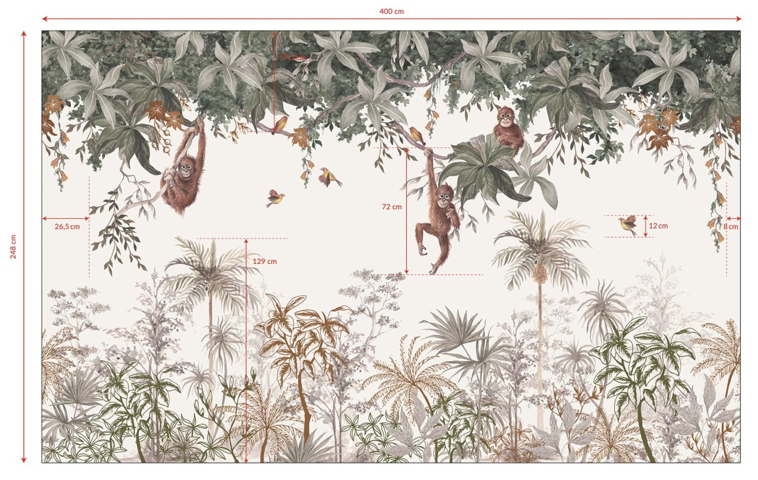 Lilipinso H0646 Utan - mural dżungla i małpy