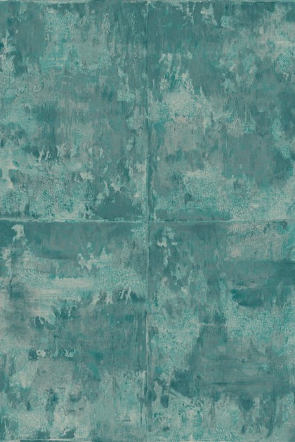 Arte 85503A Metal X Patina Platinum Aquamarine - tapeta o blokowym wzorze imitującym postarzany tynk