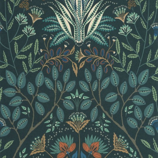 Casadeco 89296821 Derby Lords Bleu Paon - tapeta kwiaty w kształcie herbu