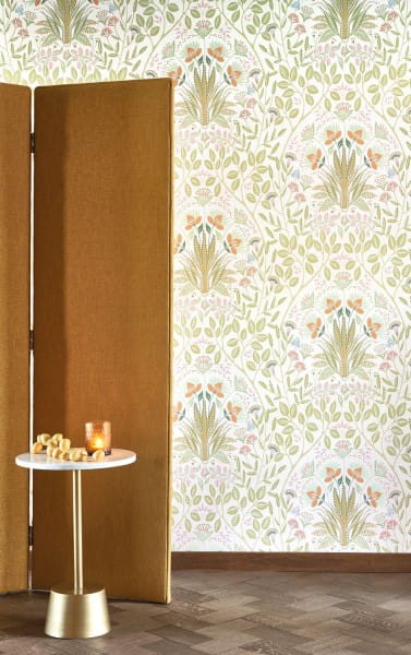Casadeco 89299003 Derby Lords Naturel - tapeta kwiaty w kształcie herbu