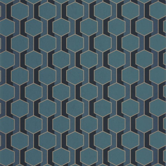 Casadeco 89306914 Derby Hamilton Bleu Paon - tapeta geometryczna
