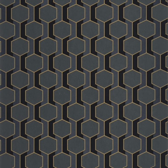 Casadeco 89309875 Derby Hamilton Noir Reglisse - tapeta geometryczna