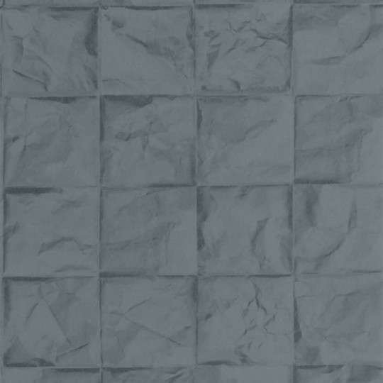 Casadeco 89646556 Papercraft Papier Froisse Marin - tapeta o wzorze kwadratów z pogniecionego papieru