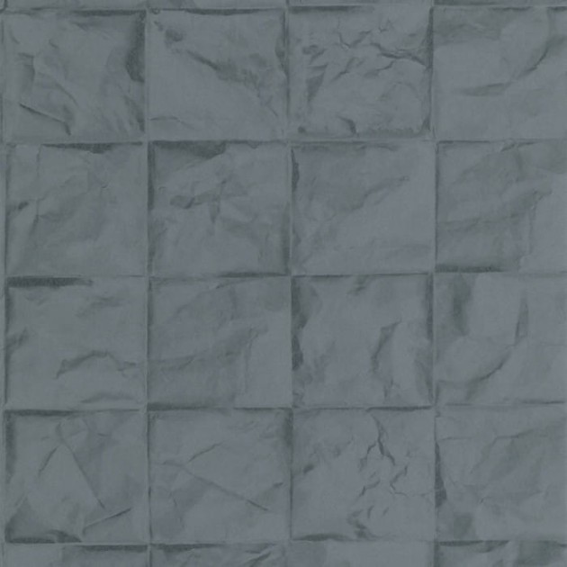 Casadeco 89646556 Papercraft Papier Froisse Marin - tapeta o wzorze kwadratów z pogniecionego papieru