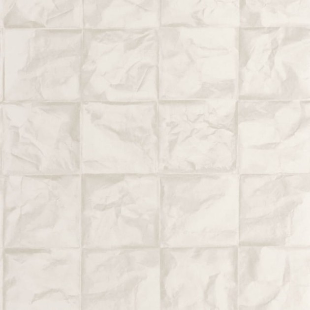 Casadeco 89640330 Papercraft Papier Froisse Craie - tapeta o wzorze kwadratów z pogniecionego papieru