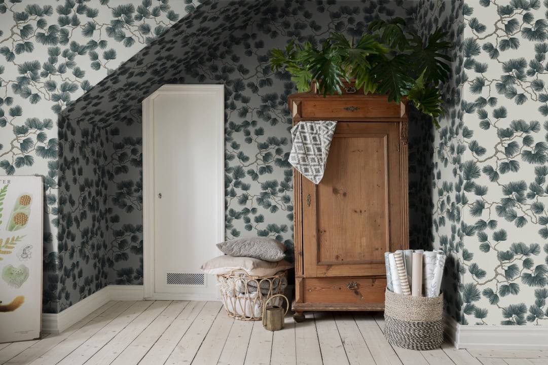 Sandberg 804-78 Mons Klint Pine Green - tapeta w liście sosny