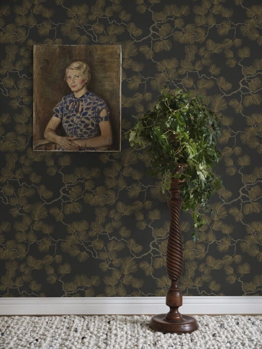 Sandberg 804-99 Mons Klint Pine Black - tapeta w liście sosny