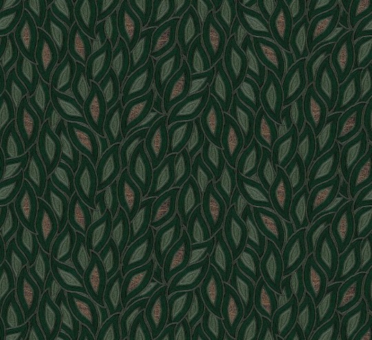 Khroma TER402 Terra Maeve Emerald - tapeta z motywem liści